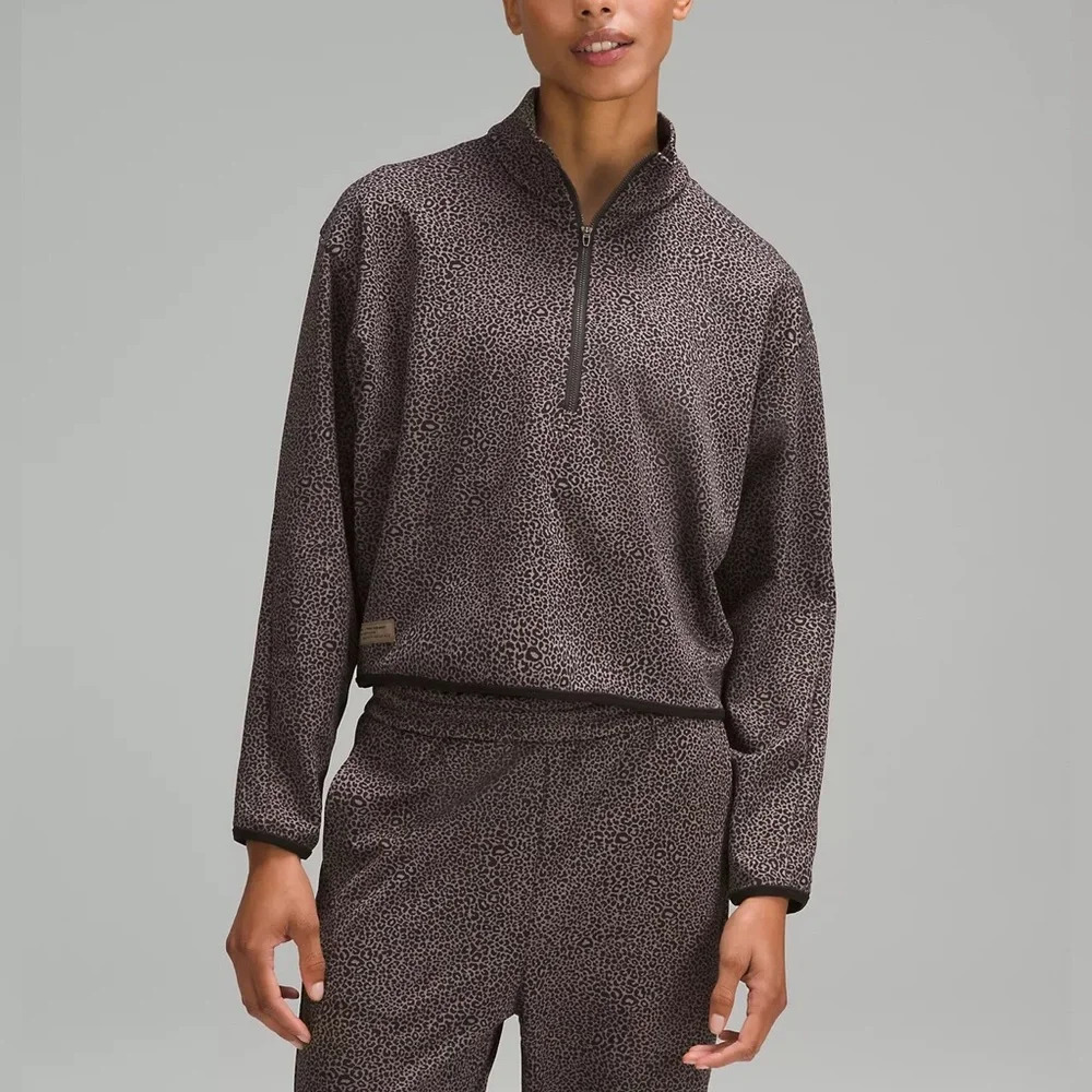 Lululemon Lab Double-Knit Jacquard Half-Zip Pullover Leopardo Mini Lunar Rock 6
